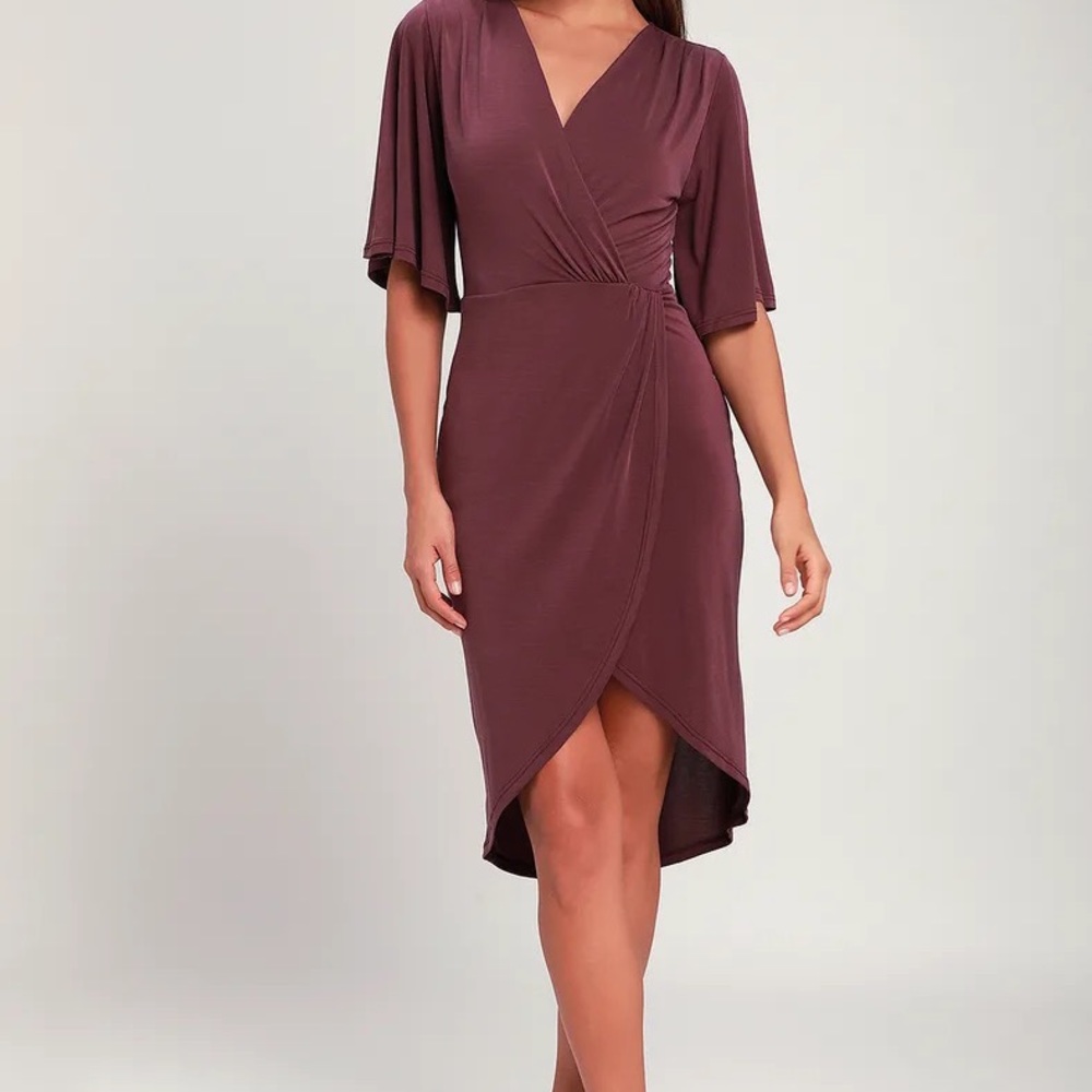 Lulus Dulcet Washed Purple Surplice Midi Dress
